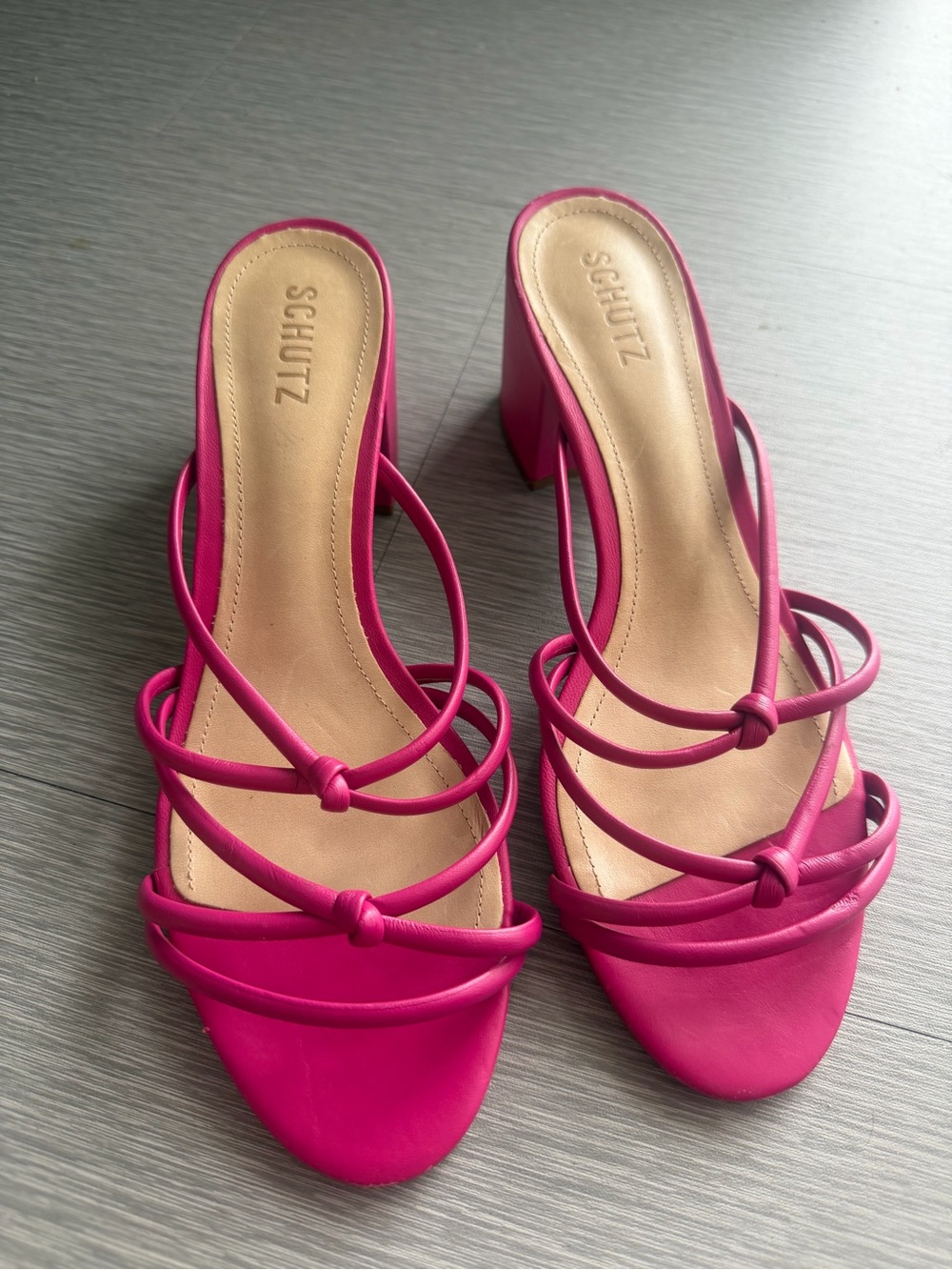 Schutz Princey Hot Pink Strappy Block Heel Sandals 10B NWOB